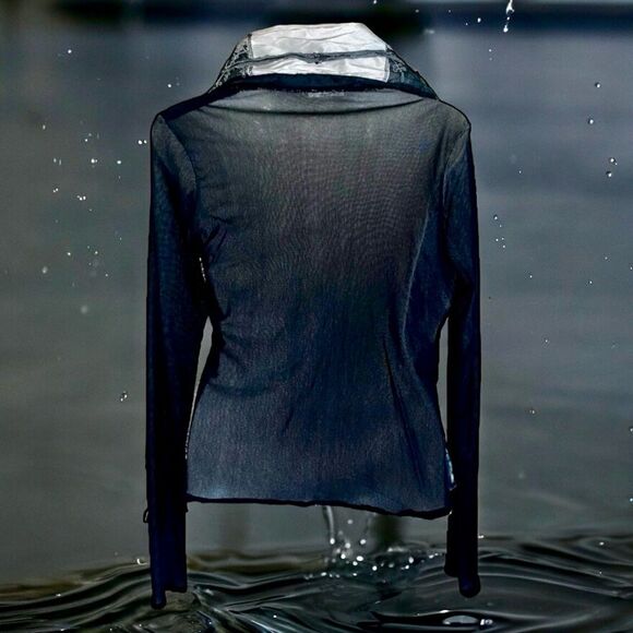 Kosmika Made in Italy Goth Steampunk Ruffle Collar Mesh Blazer Jacket S - Picture 4 of 16